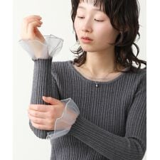 フリル切替リブニットトップス