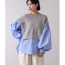 布帛シャツドッキングニットプルオーバー