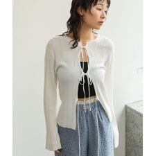 前後2WAYリボン付ニットカーディガン