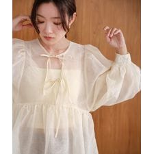 前後2WAYソデボリュームリボンブラウス