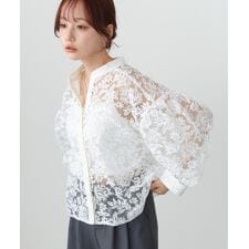 レース袖ボリュームブラウス