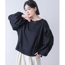 Ｗシルケット異素材タックスリーブプルオーバー