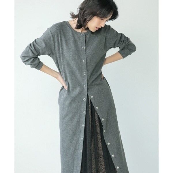 Glam Lips ロングワンピース グレー ブラック 2色展開 ファッション Glam Lips ニットロングワンピース ブラック