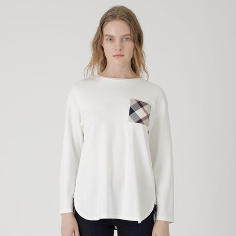 クールフィールコットンスムースポケットロングTシャツ | ブルー  