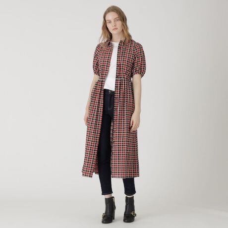 ブルーレーベルクレストブリッジ シャツワンピース サイドプリーツ  