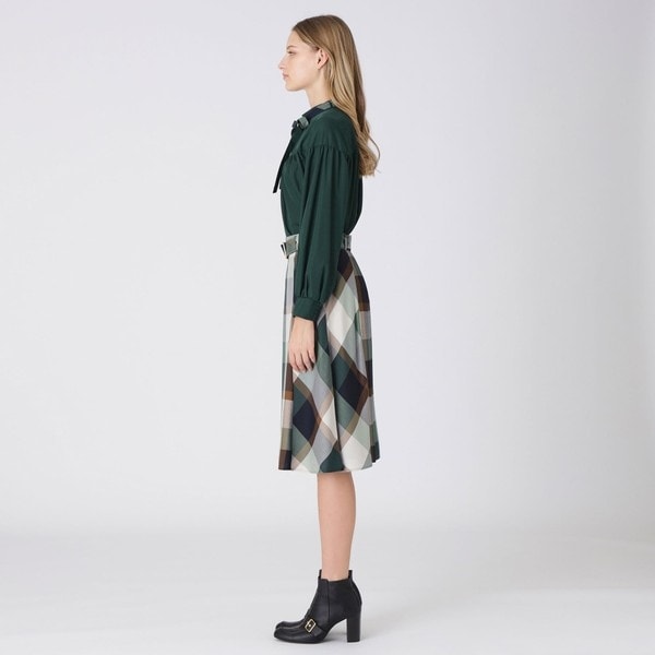 クレストブリッジチェックエアリーツイルスカート | ブルー