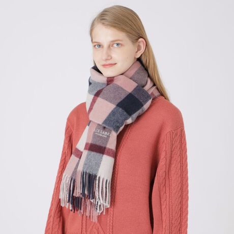 クレストブリッジチェックウォッシャブルカシミヤストール | ブルー 