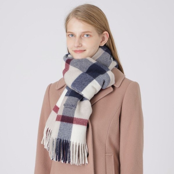 ブルーレーベル　カシミアストール クレストブリッジチェックウォッシャブルカシミヤストール