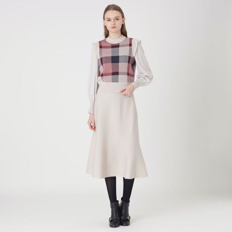 クレストブリッジチェックニットジャカードセットアップ | ブルー 