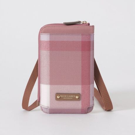 パーシャルクレストブリッジチェックPVCスマホポシェット | ブルー 