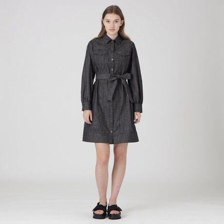 ブルーレーベルクレストブリッジ シャツワンピース サイドプリーツ  