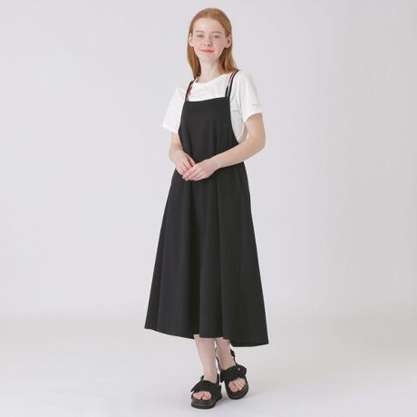 ハイカウントシルケットポンチエプロンドレス×Tシャツセット | ブルー  