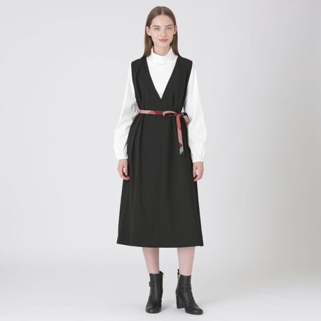 マットストレッチポプリンジャンパードレス | ブルーレーベル  