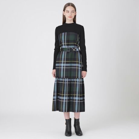 クレストブリッジチェックドビーカラーペンテレココンビドレス  