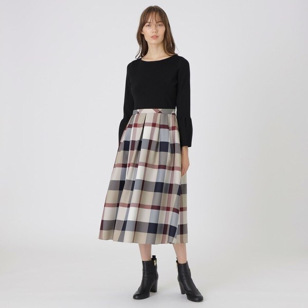 美人百花コラボ】クレストブリッジチェッククロッシングツイルニット