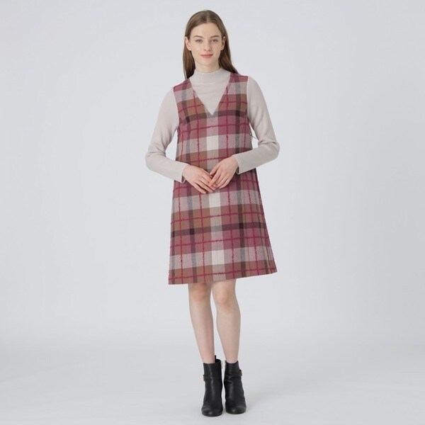 【未使用】ブルーレーベル チェック ループヤーン ツイード ドレス ニット 36 一部店舗限定】クレストブリッジチェックループヤーンツィード
