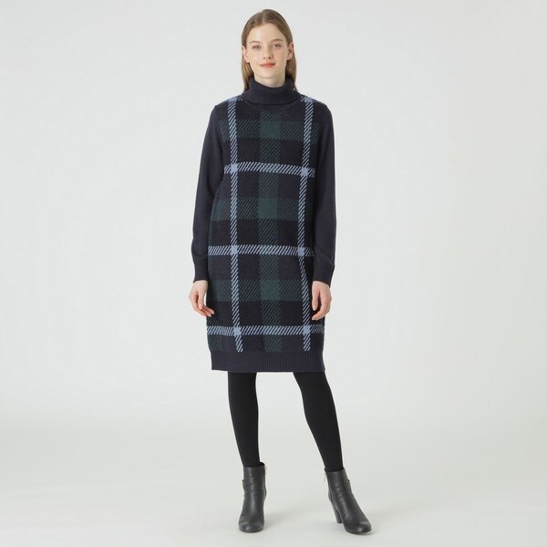 クレストブリッジチェックヘアリージャカードドレス | ブルーレーベル