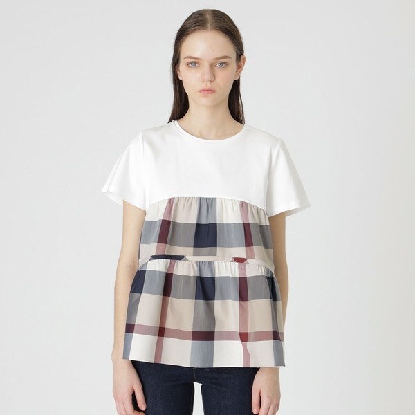 コンパクトクリアーポンチクレストブリッジチェックティアードカットソー コンパクトクリアーポンチクレストブリッジチェックティアード