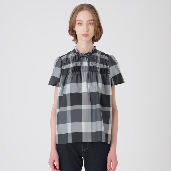 ブルーレーベル　クレストブリッジチェッククロッシングツイルシャーリングブラウス クレストブリッジチェッククロッシングツイルシャーリングブラウス