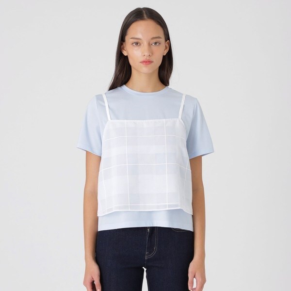 新品ブルーレーベルクレストブリッジニットビスチェ付きデザインTシャツ　ブラック BLUE LABEL CRESTBRIDGE（ブルーレーベルクレストブリッジ）の