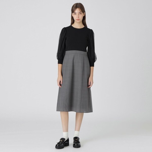 極美品 ブルーレーベルクレストブリッジ チュールスリーブニット