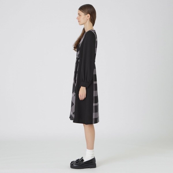 スムージーサテンパーシャルチェックドレス | ブルーレーベル