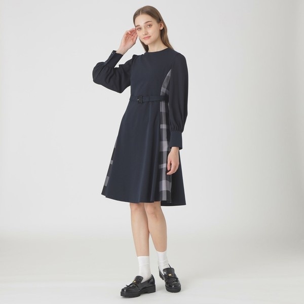 デニムライクパーシャルチェックドレス | ブルーレーベル・クレスト