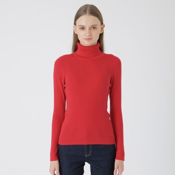 ブルーレーベルクレストブリッジ BLUE LABEL CRESTBRIDGE ストレッチコットンミックスニット カットソー 付け衿 38 黒 赤 レディース BLUE LABEL CRESTBRIDGE - BLUE LABEL CRESTBRIDGE(ブルー