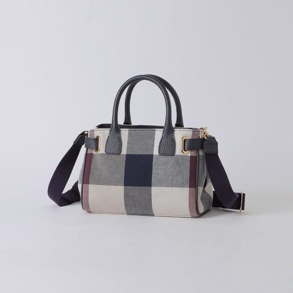 クレストブリッジチェックキャンバススクエアミニトート | ブルー