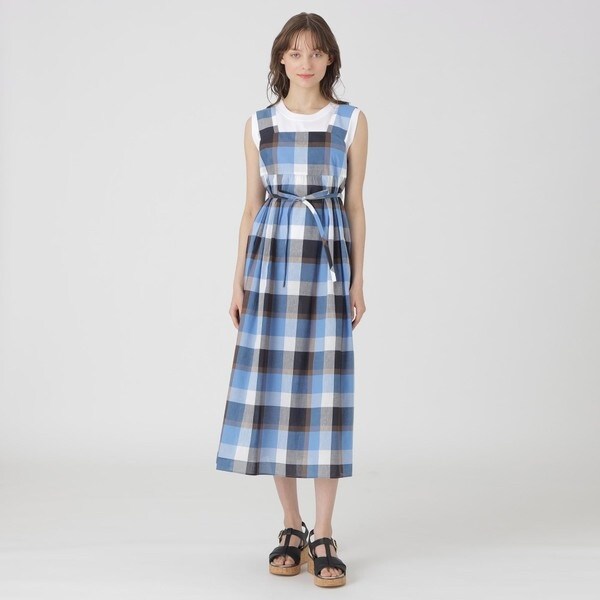 専用　ブルーレーベルクレストブリッジ コットンライクスパンローンワンピース コットンリネンチェックドレス | ブルーレーベル・クレストブリッジ
