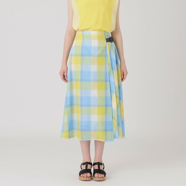 ♡ブルーレーベルクレストブリッジ♡ベージュチェック×デニムスカート♡♡38♡♡ 美品】ブルーレーベルクレストブリッジ メガチェックスカート 38