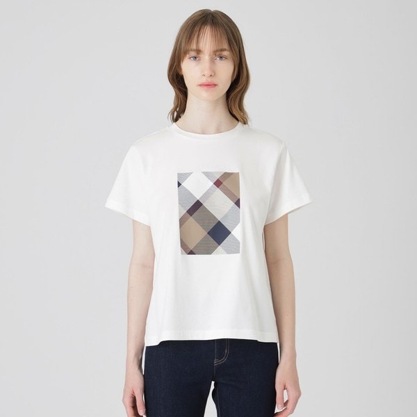 ブルーレーベルクレストブリッジ コンパクトスーピマスムースカットソー コンパクトピマスムースバイアスチェックTシャツ | ブルー