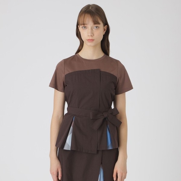 ブルーレーベルクレストブリッジ BLUE LABEL CRESTBRIDGE 25SS ニットベスト付きチェックコンビブラウス ベスト 55M08-556-29 38  レディー ニットベスト付きチェックコンビブラウス | ブルーレーベル