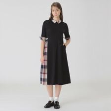 ブルーレーベル・クレストブリッジ(BLUE LABEL CRESTBRIDGE)のピマコットンプレーティング天竺パーシャルチェックドレス