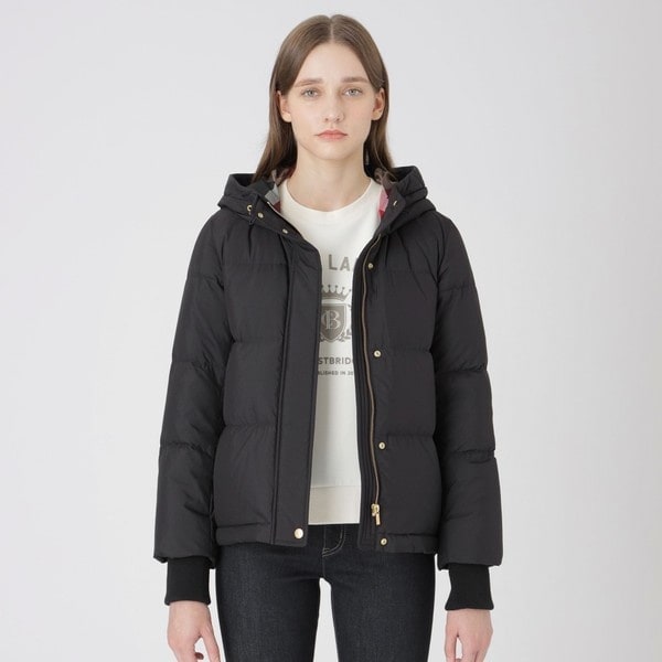 バーバリーブルーレーベル ダウンコート フード脱着可 レディース40サイズ　黒 ダウンコート ウォッシャブル ダウンジャケット アウター 上着