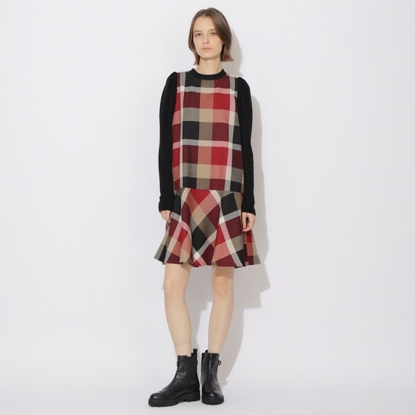 クレストブリッジチェッククロッシングビエラドッキングドレス