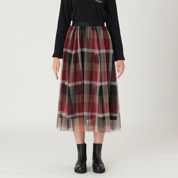 一部店舗限定】クレストブリッジチェックチュールスカート | ブルー