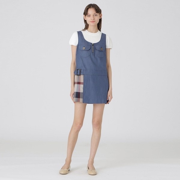 取扱店舗限定】スラブシャンブレーデニムジャンパースカート | ブルー