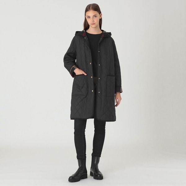 一部店舗限定】クレストブリッジチェックキルティングコート | ブルー