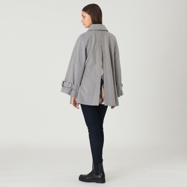 取扱店舗限定】クレストブリッジチェックリバーポリウールケープコート