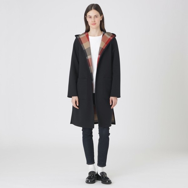 クレストブリッジチェックトーナルリバーフェイスロングコート