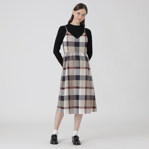 クレストブリッジチェックライトクロッシングツイルキャミソールドレス