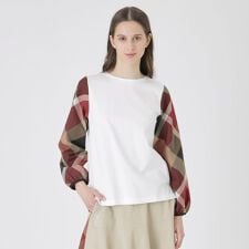 チェックスリーブプルオーバー