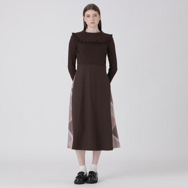 ブルーレーベルクレストブリッジ 花柄 ロングワンピース ブラウン ブルーレーベル・クレストブリッジ(BLUE LABEL CRESTBRIDGE
