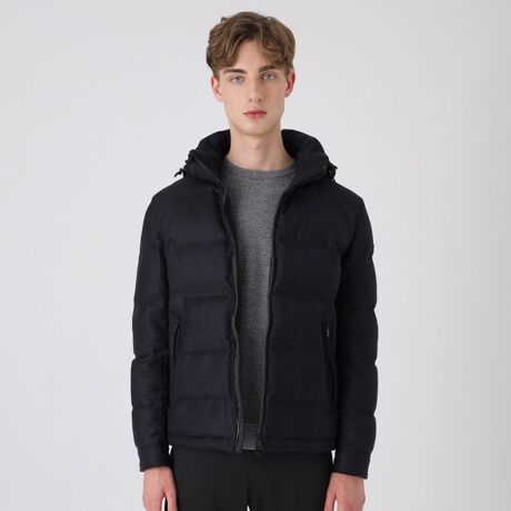 フラノシャドークレストブリッジチェックショートダウン | ブラック 
