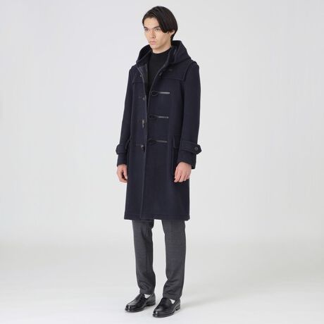 ダブルフェイスクレストブリッジチェックダッフルコート | ブラック  