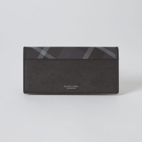 限定】トーナルクレストブリッジチェック ロングウォレット | ブラック 