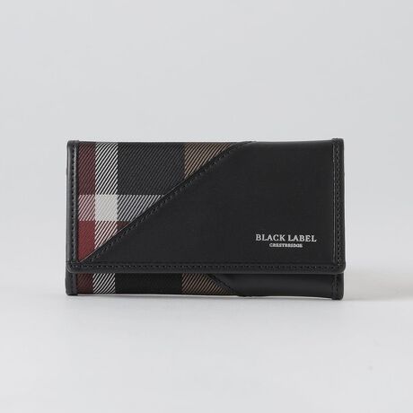 限定】ダイアゴナルクレストブリッジチェック キーケース | ブラック 