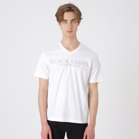 BLACK LABEL CRESTBRIDGEロゴプリントシルキーVネックT