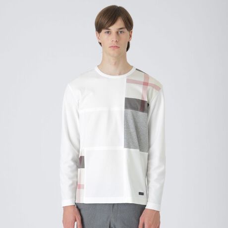 ブラックレーベル クレストブリッジ ブロックチェック柄ニットセーター  